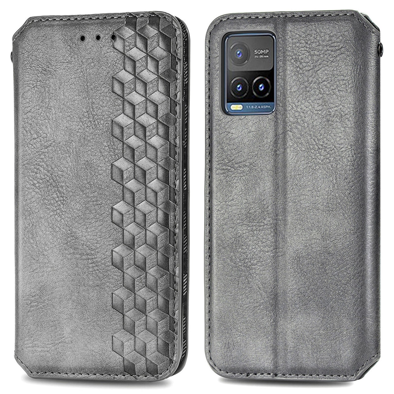 For vivo Y21 4G Y21s Y33s Imprinting Rhombus Magnetic Auto-Absorbed Leather Phone Case Stand Wallet Flip Cover For vivo Y21 4G Y21s Y33s Imprinting Rhombus Magnetic Auto-Absorbed Leather Phone Case Stand Wallet Flip Cover